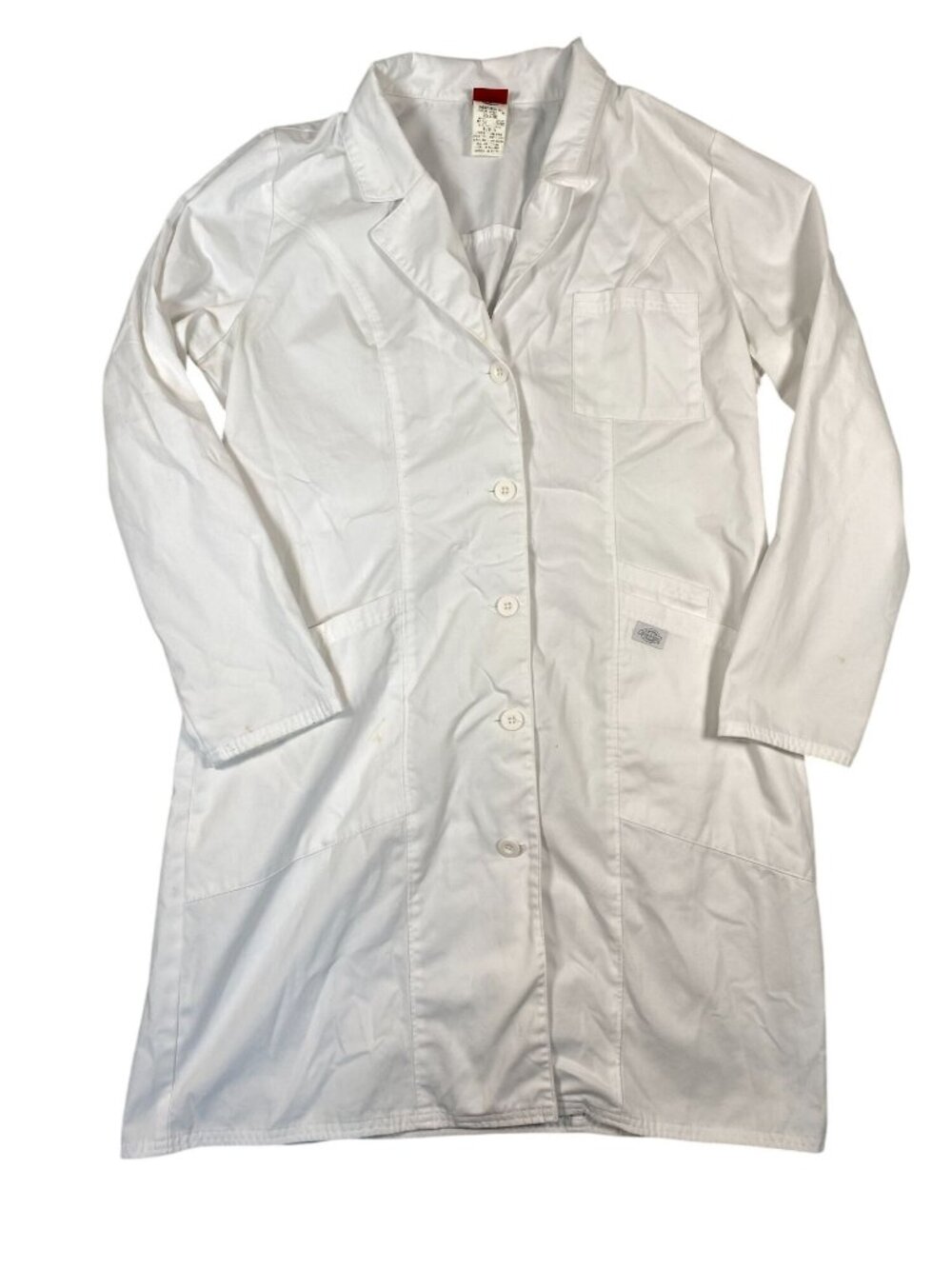 Dickies White Medical Lab Coat Womens L Button-Front Cotton/Polyester Blend - Picture 2 of 9